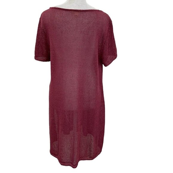 Eileen Fisher Linen Blend Open Knit Lightweight Sweater Tunic Pink size Large - Picture 5 of 7